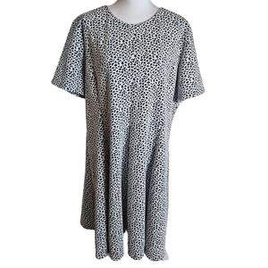 Hutch Anthropologie White Black Animal Print Shift Dress Plus Size 2X Workwear